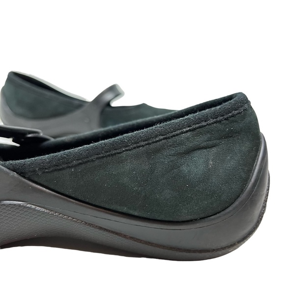 CROCS Black Genuine Leather Suede Mary Janes Loafers Flats Casual Shoes sz 6 - Picture 9 of 15